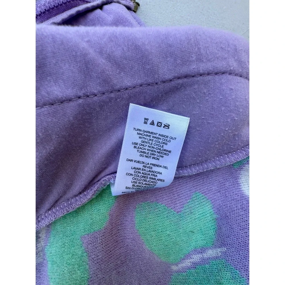 Lucky Brand Girls Purple Butterfly Fleece Zip Jacket Mint Green Sherpa‎ Size 7/8